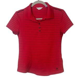 Callaway Red Striped Polo Shirt Women’s Small Golf Athletic Performance